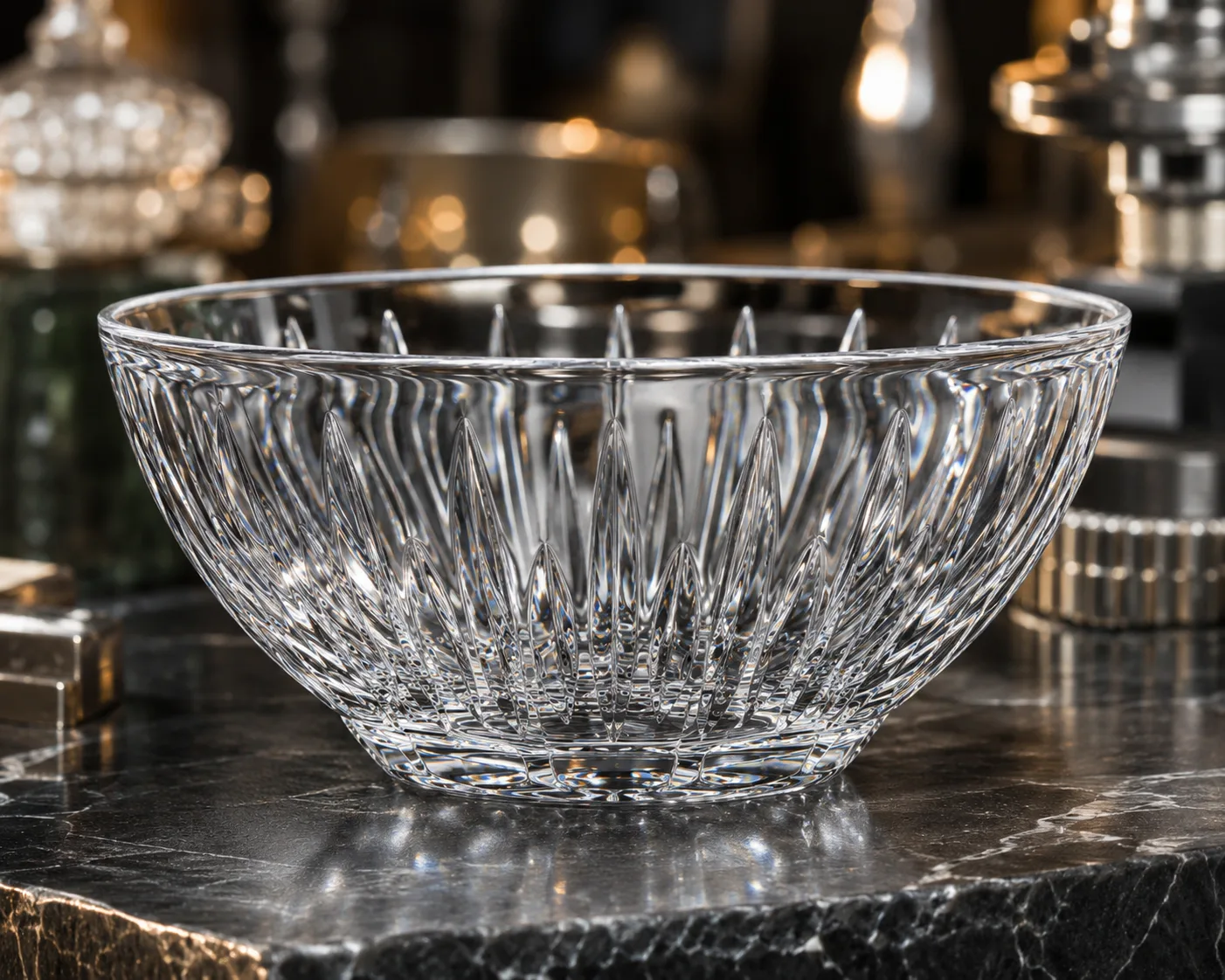 Cut Glass Fruit Bowl in a hospitality or decorative display setting.