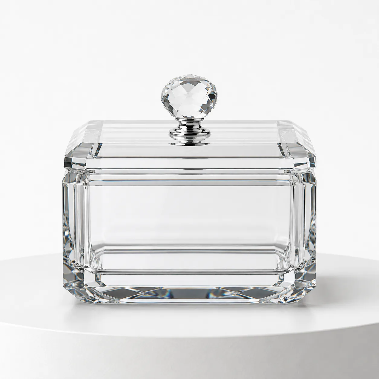 Cut Glass Jewelry Box front view with visible Cut Glass Jewelry Box form