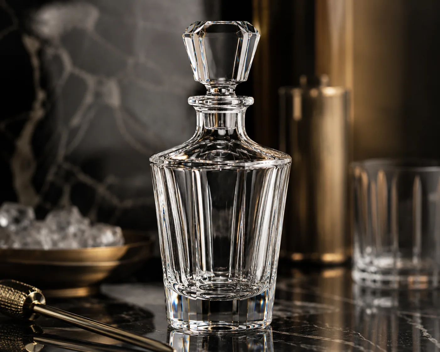Cut Glass Spirit Decanter in a hospitality or decorative display setting.