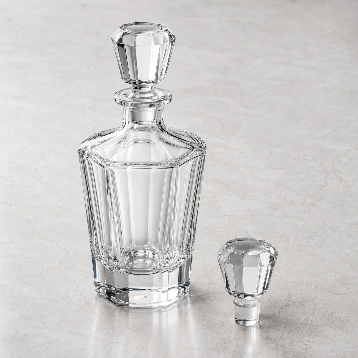 Angled side view of Cut Glass Spirit Decanter showing the outer profile