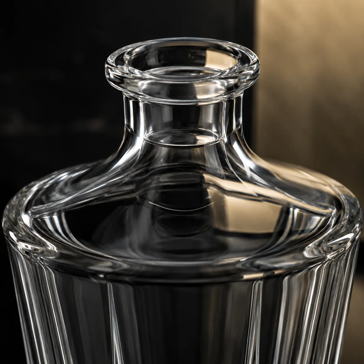 Close view of Cut Glass Spirit Decanter showing base detail and faceted surface detail