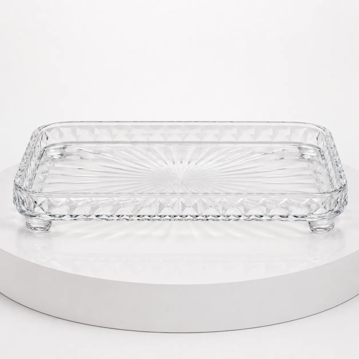 Cut Glass Vanity Tray front view with visible Cut Glass Vanity Tray form