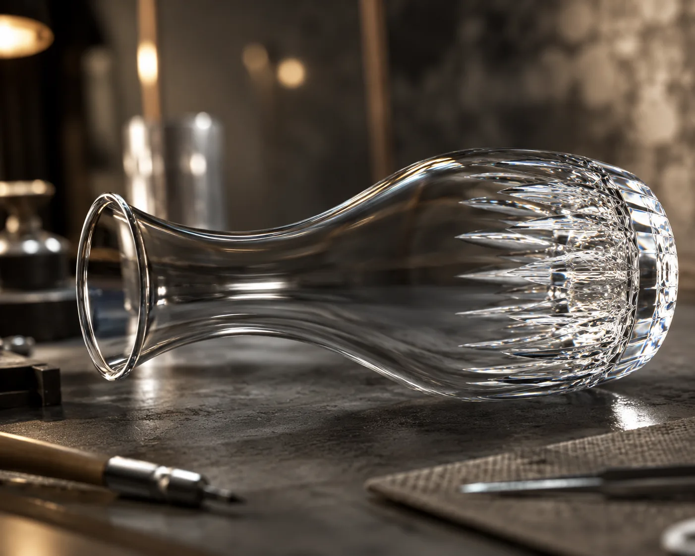 Cut Glass Water Carafe in a hospitality or decorative display setting.