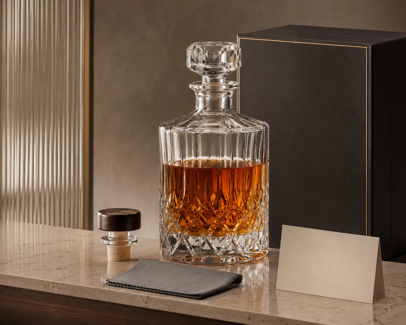 Cut Glass Whiskey Decanter shown from a secondary angle with the overall form visible.