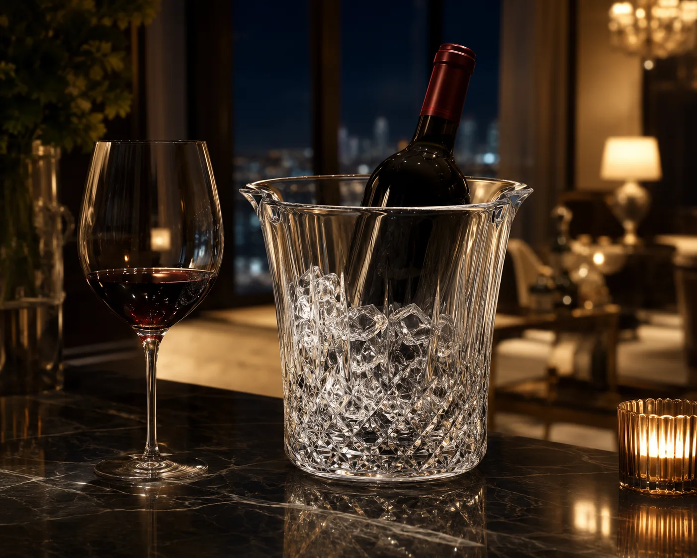 Cut Glass Wine Chiller in a tabletop presentation for wine chilling and hospitality beverage service.