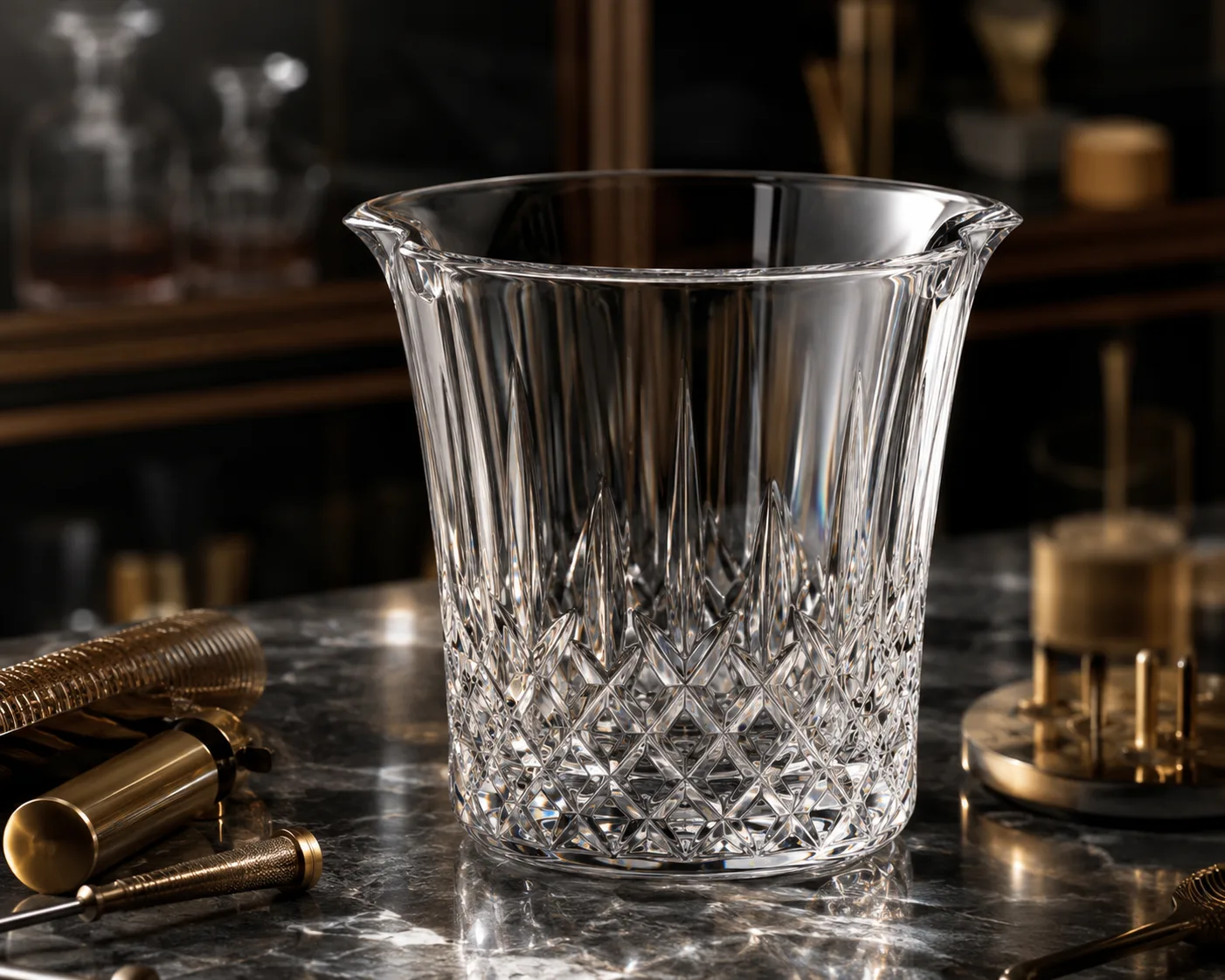 Cut Glass Wine Chiller in a hospitality or decorative display setting.