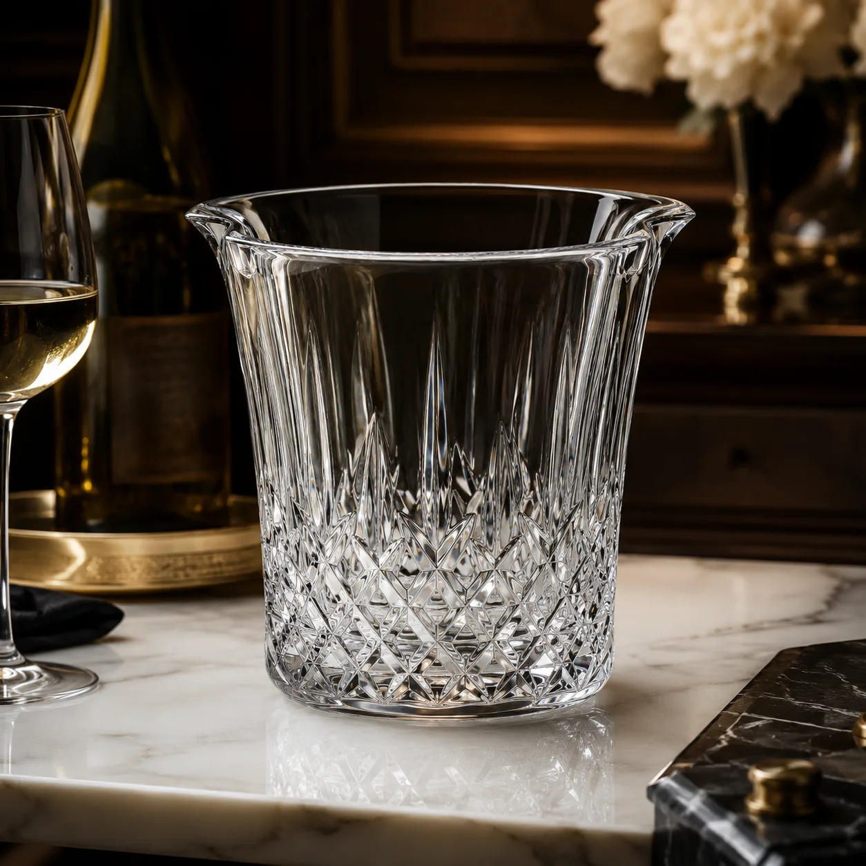 Detail view of Cut Glass Wine Chiller showing accessory confirmed according to selected model