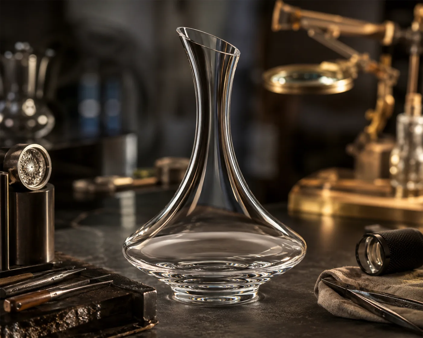 Cut Glass Wine Decanter in a hospitality or decorative display setting.