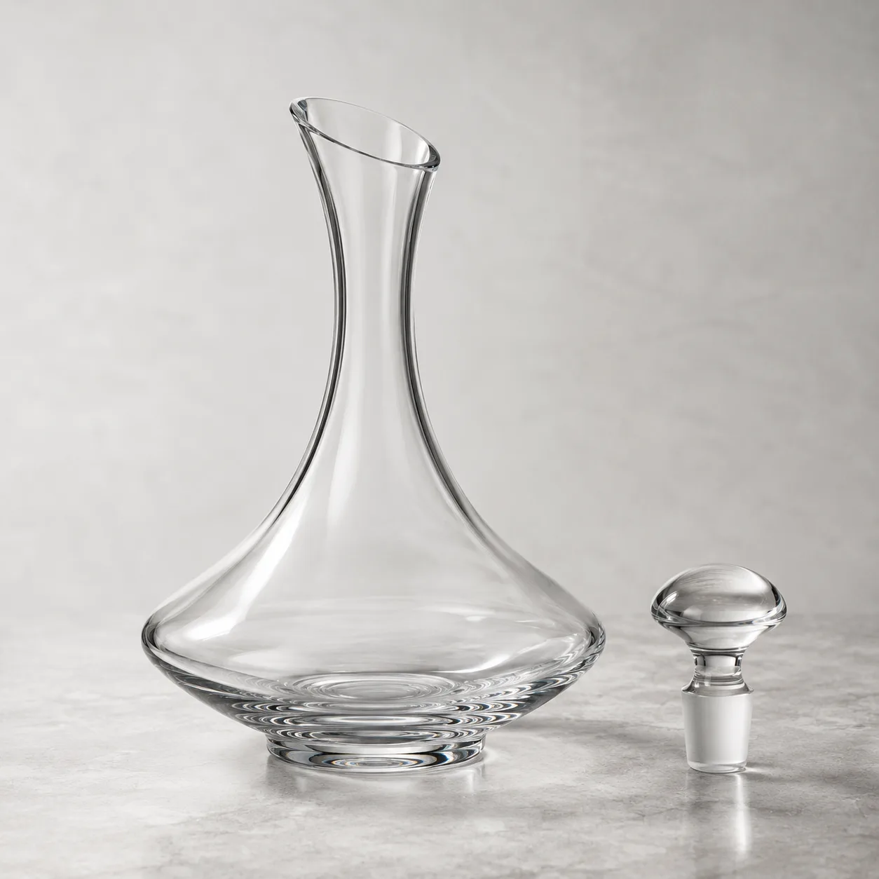 Angled side view of Cut Glass Wine Decanter showing the outer profile