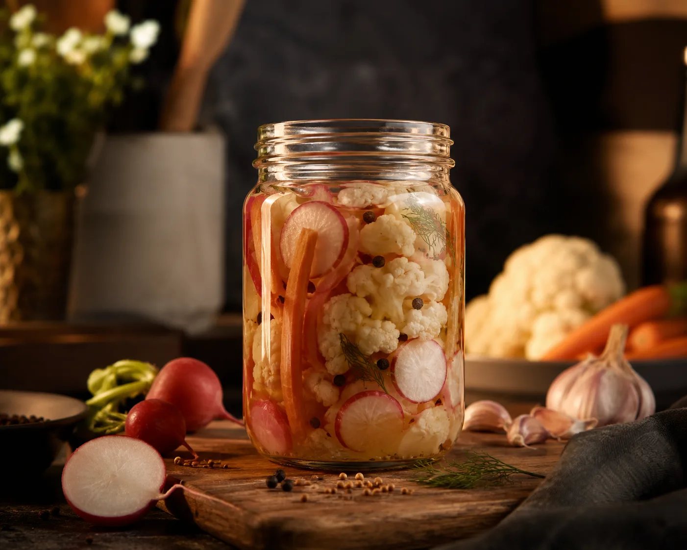 Canning Jar arranged in a food packaging display for preserves and pickling.