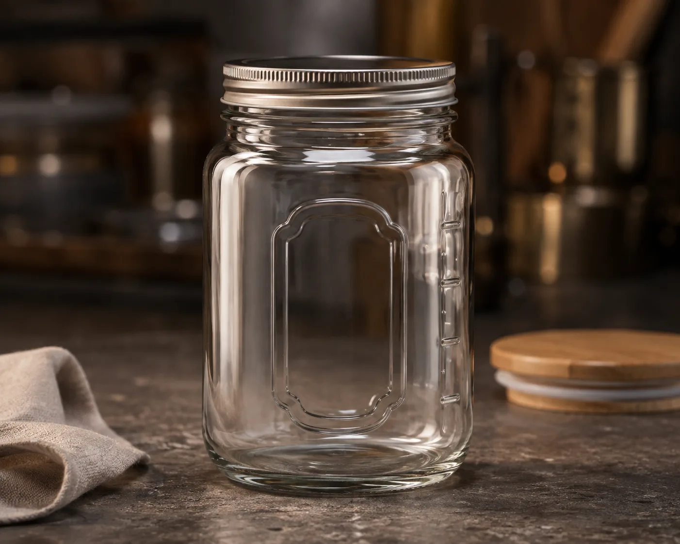 Canning Jar shown in a coordinated commercial food packaging display.