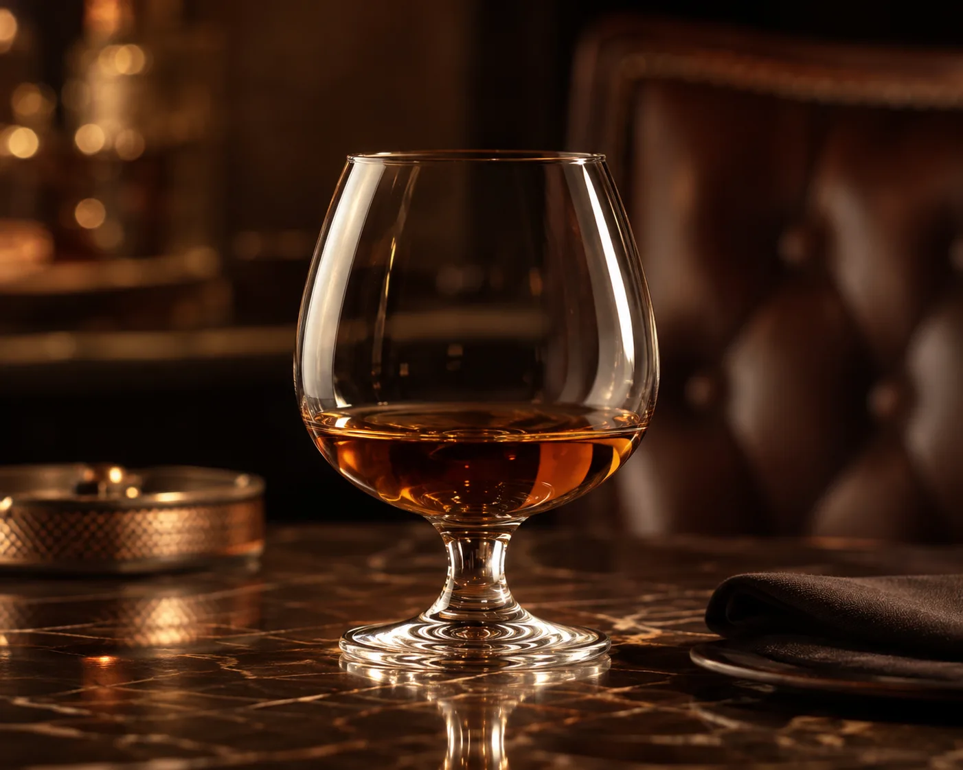 Brandy Snifter Glass in a beverage service setting for brandy and cognac service in bars.