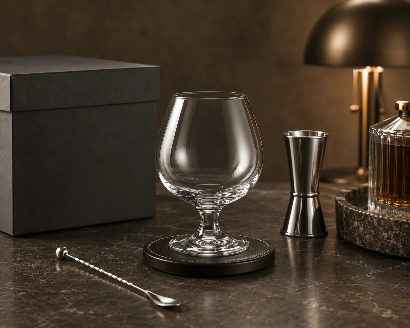 Brandy Snifter Glass shown from a secondary angle with the bowl and rim visible.