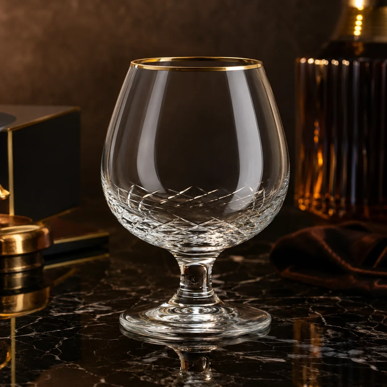 Detail view of Brandy Snifter Glass showing rim or base detail