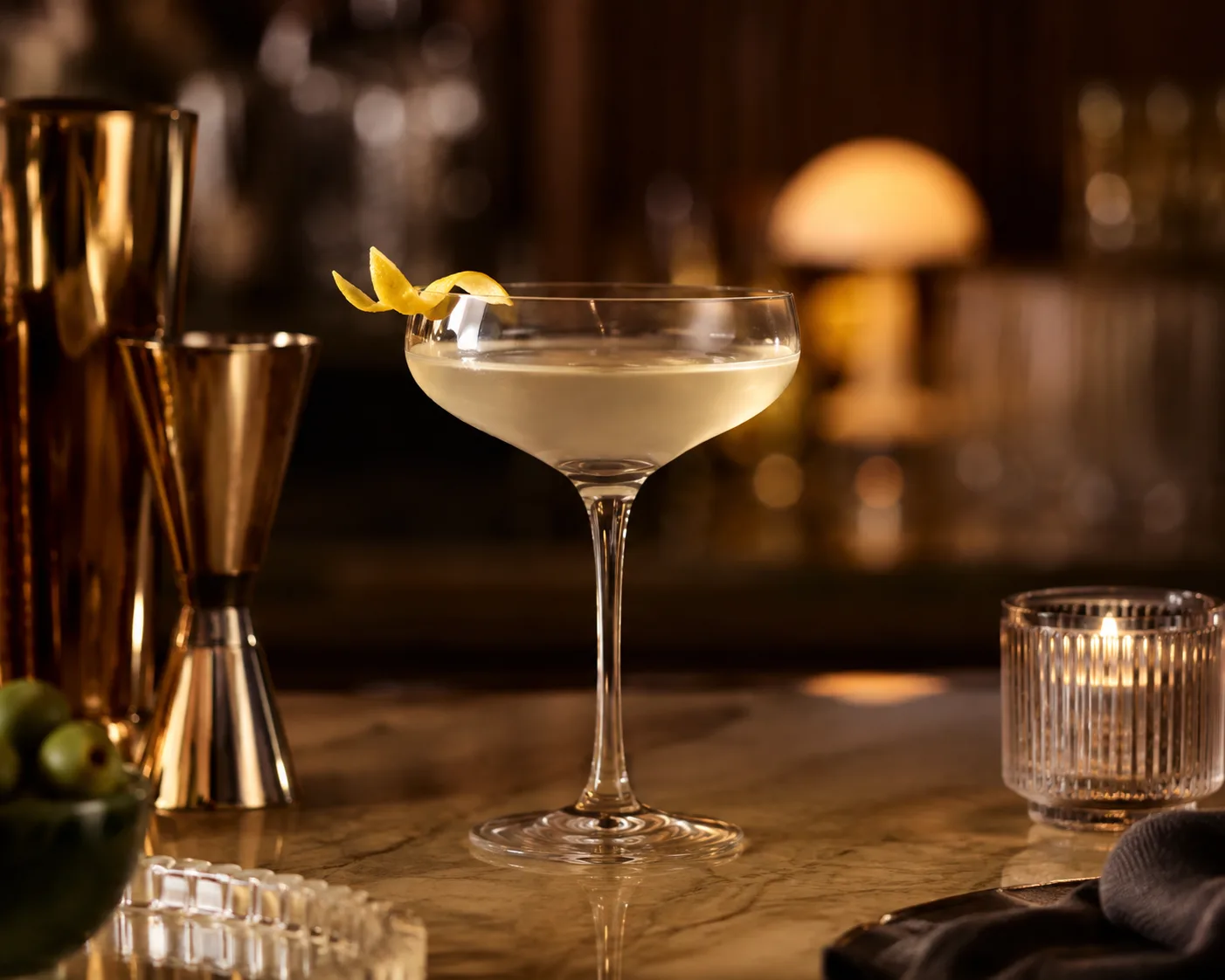 Coupe Cocktail Glass in a beverage service setting for cocktails and champagne.