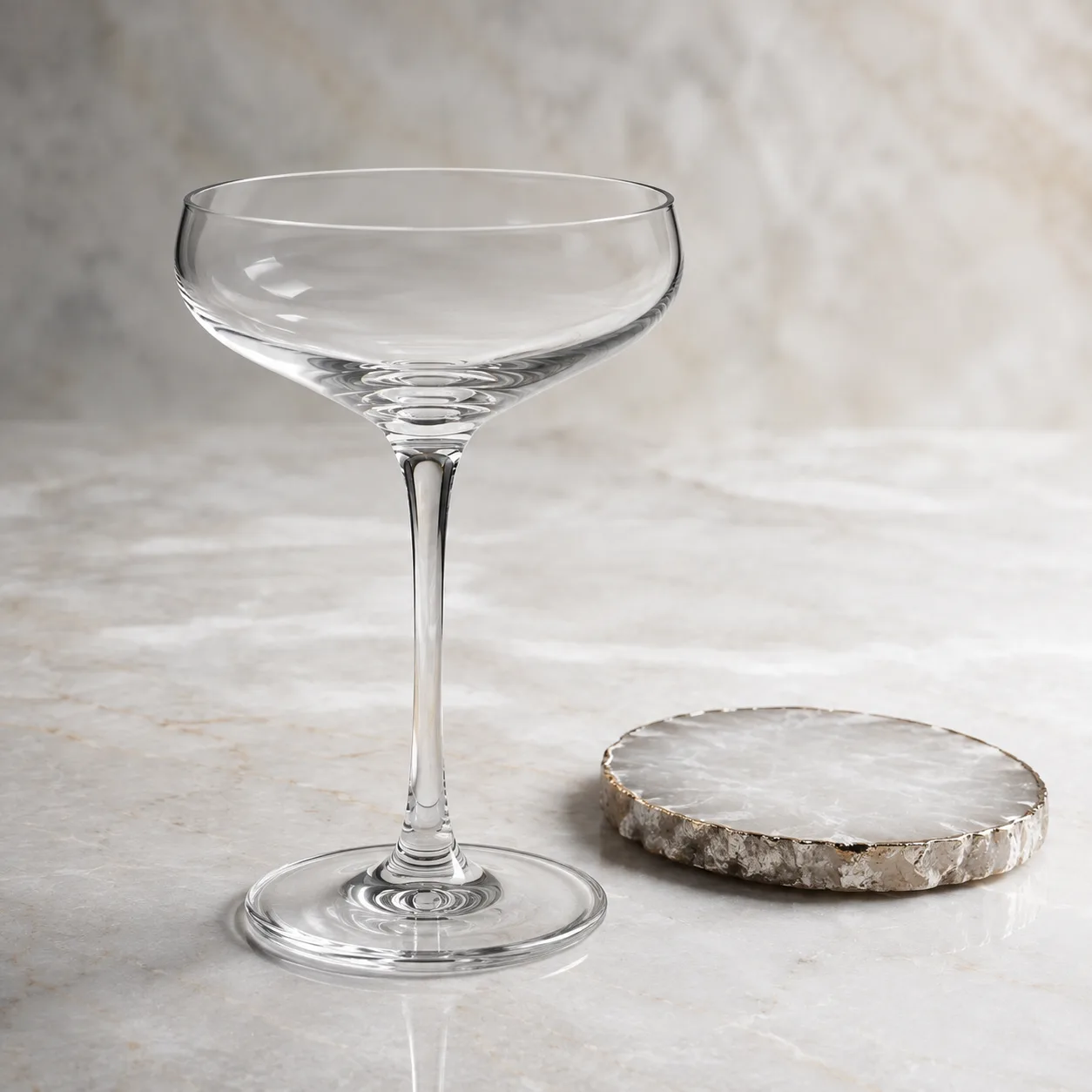 Angled side view of Coupe Cocktail Glass showing the outer profile