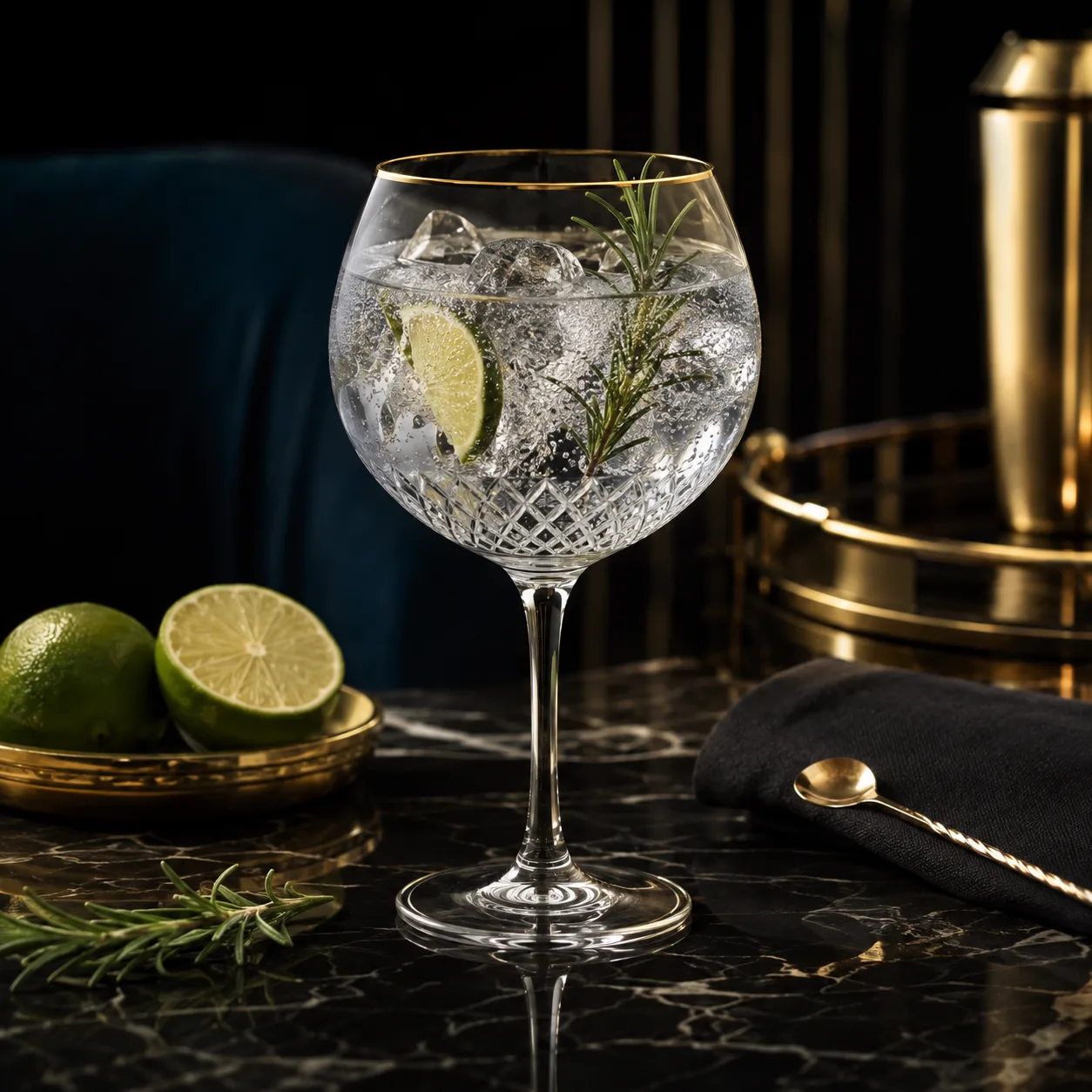 Detail view of Gin and Tonic Glass showing rim or base detail