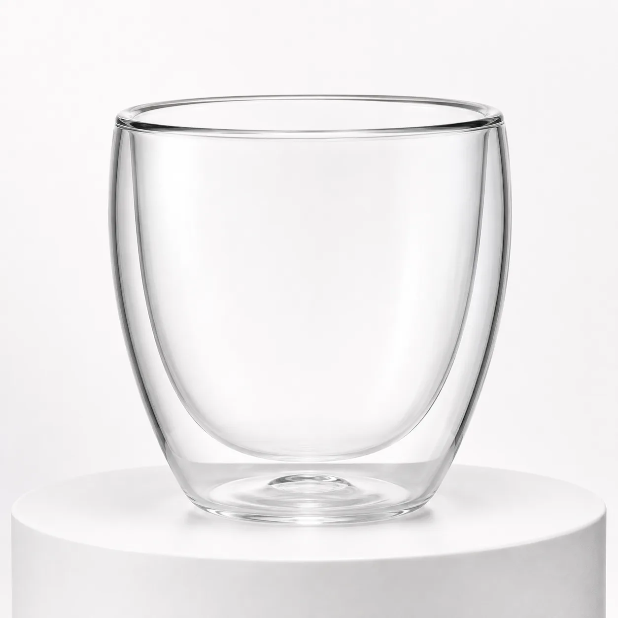 Glass Beverage Cup front view with visible Glass Beverage Cup profile