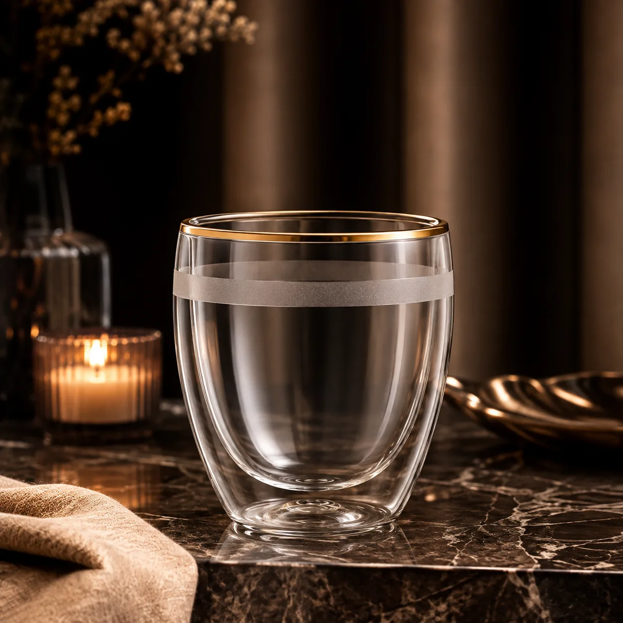 Detail view of Glass Beverage Cup showing rim or base detail