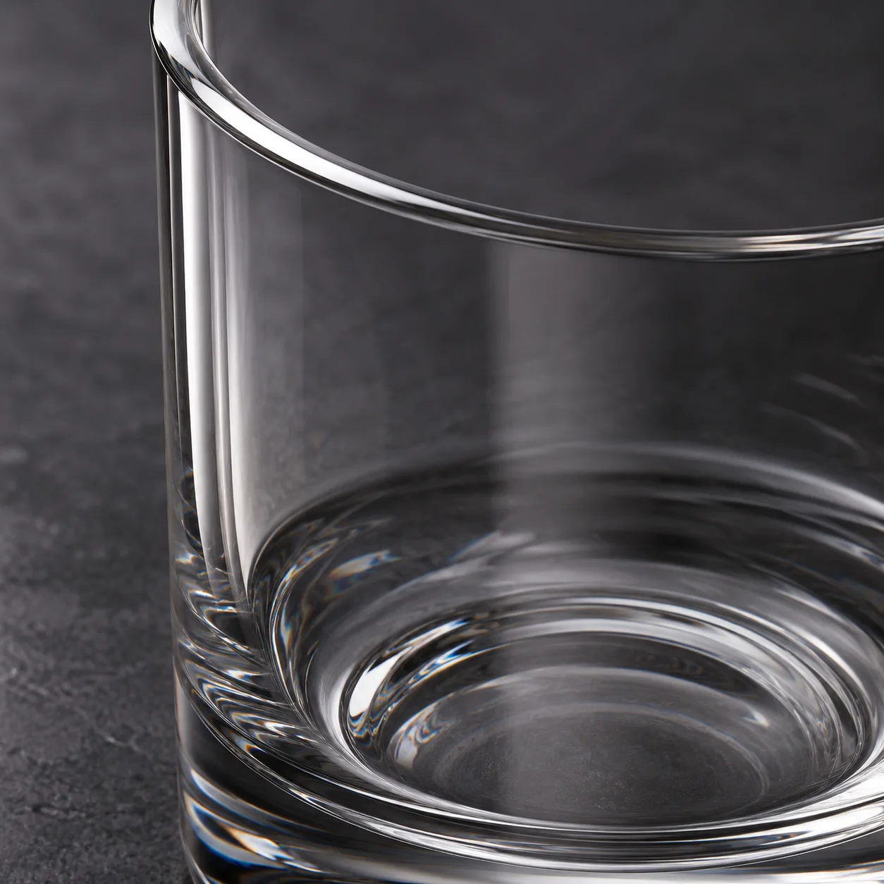 Close view of Highball Glass showing stem or base and logo print / decal
