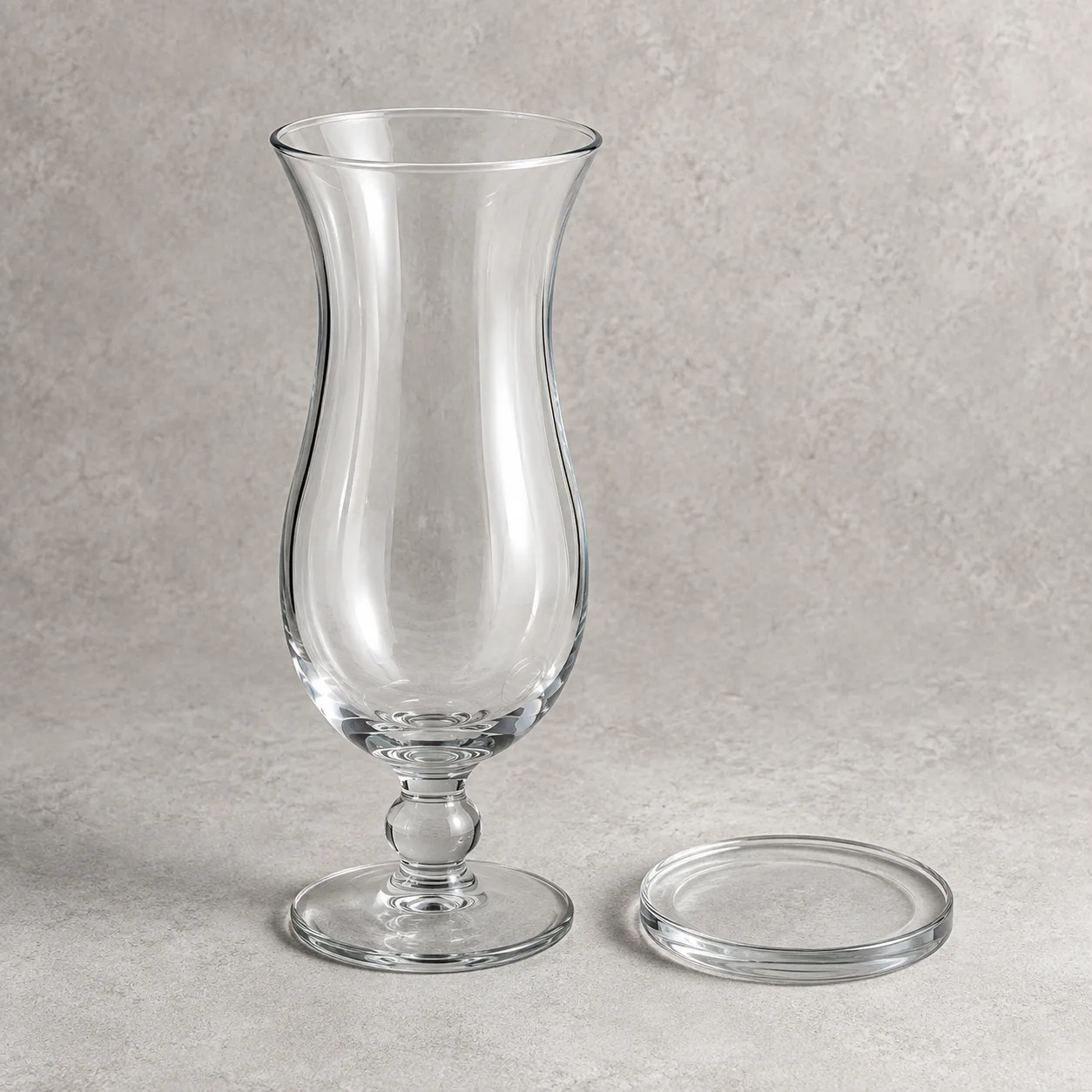 Angled side view of Hurricane Cocktail Glass showing the outer profile