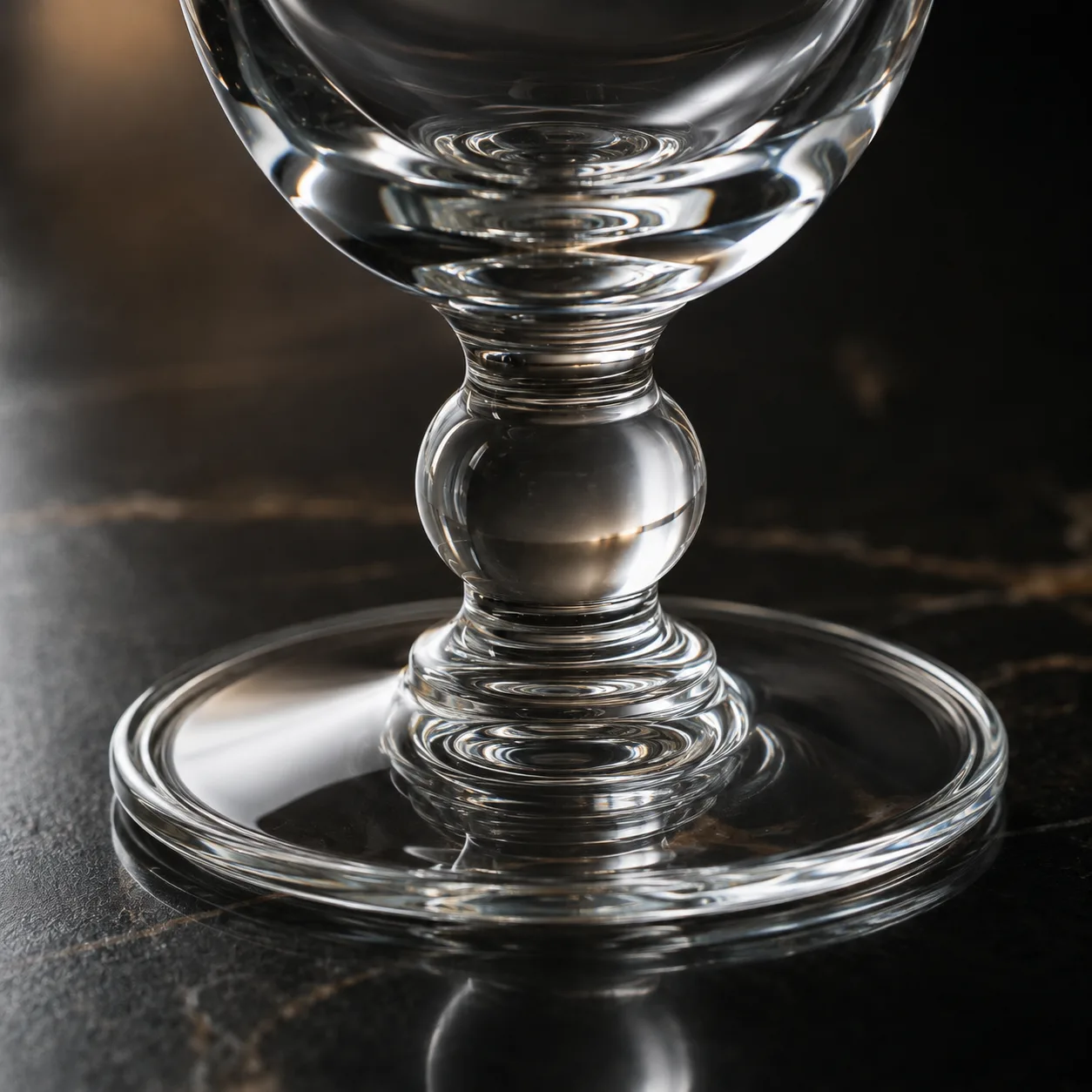 Close view of Hurricane Cocktail Glass showing stem or base and logo print / decal