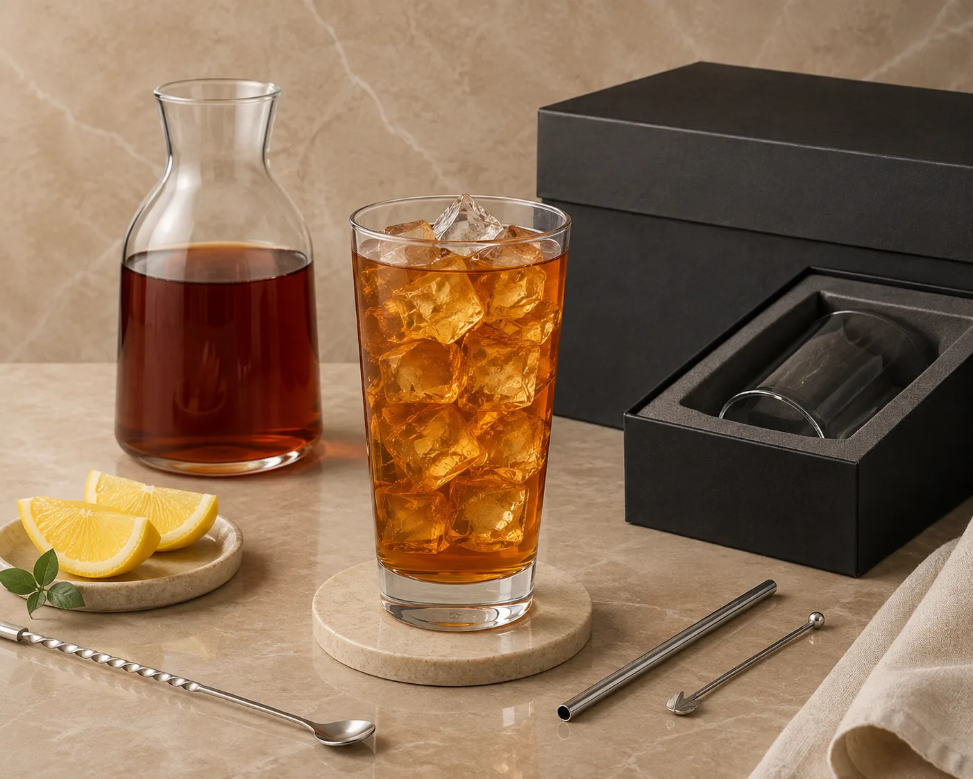 Iced Tea Glass shown from a secondary angle with the bowl and rim visible.