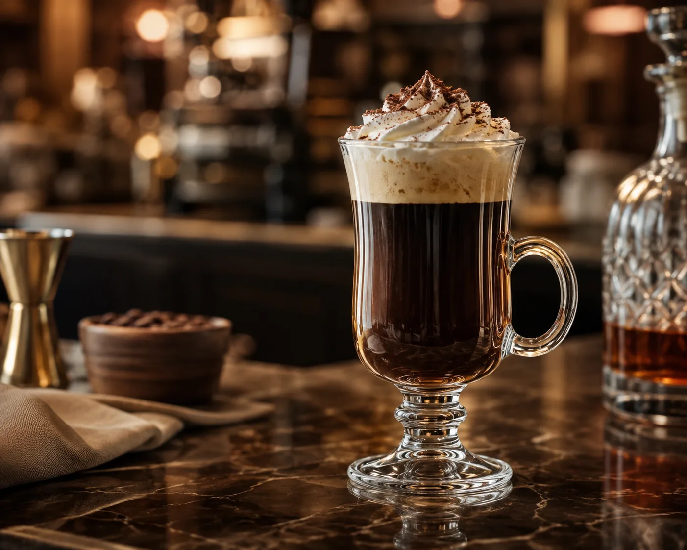 Irish Coffee Glass in a beverage service setting for Irish coffee and hot beverage service.