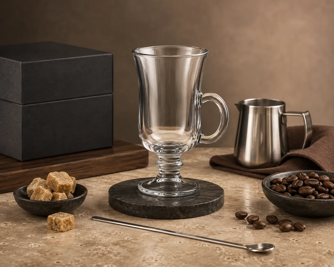 Irish Coffee Glass shown from a secondary angle with the bowl and rim visible.