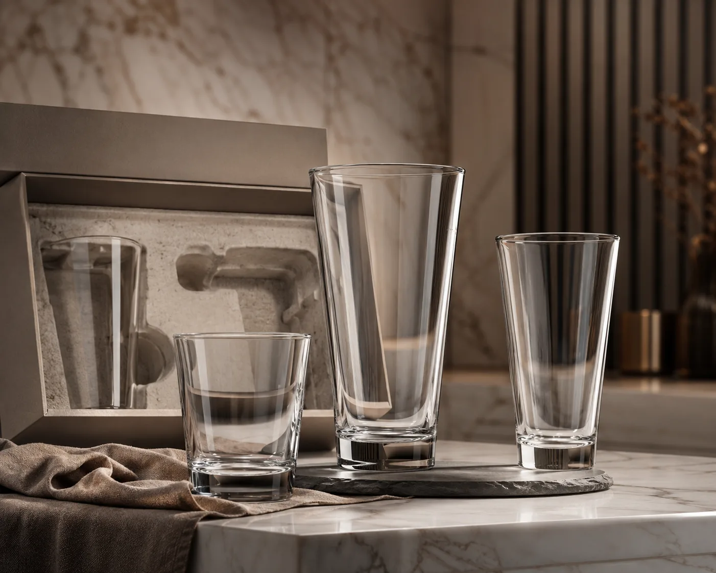 Close-up of Latte Glass showing the rim, glass wall and base.