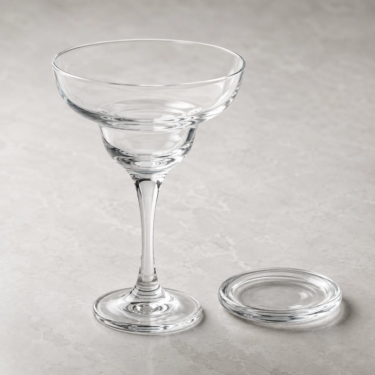 Angled side view of Margarita Glass showing the outer profile