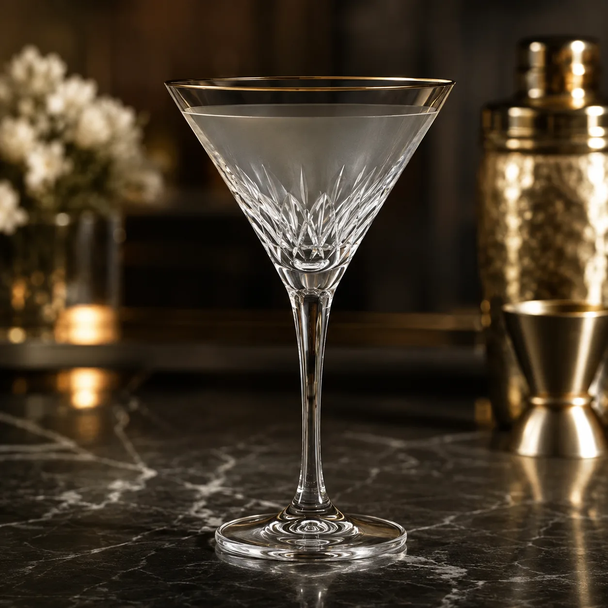 Detail view of Martini Glass showing rim or base detail