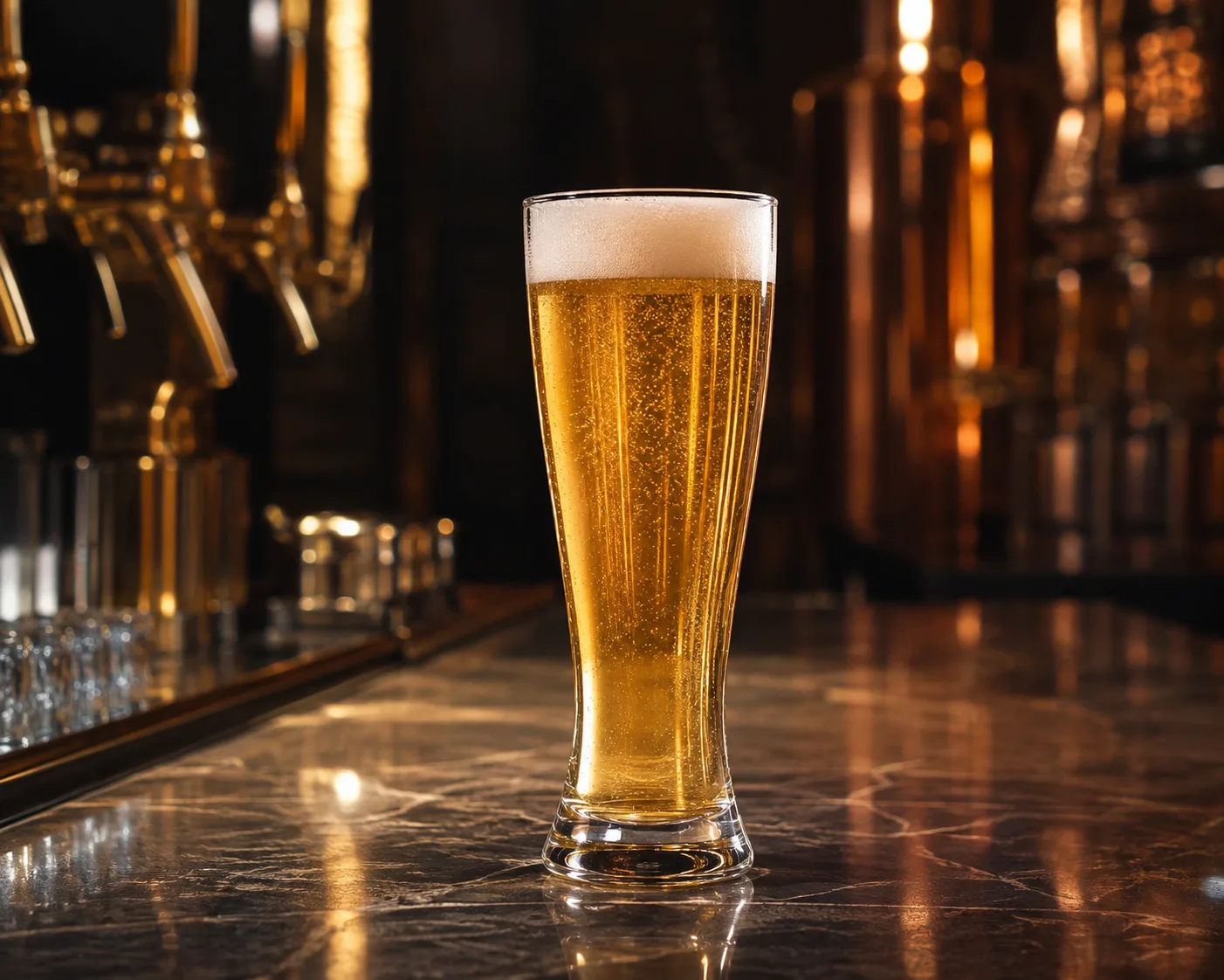 Angled side view of Pilsner Beer Glass showing the outer profile
