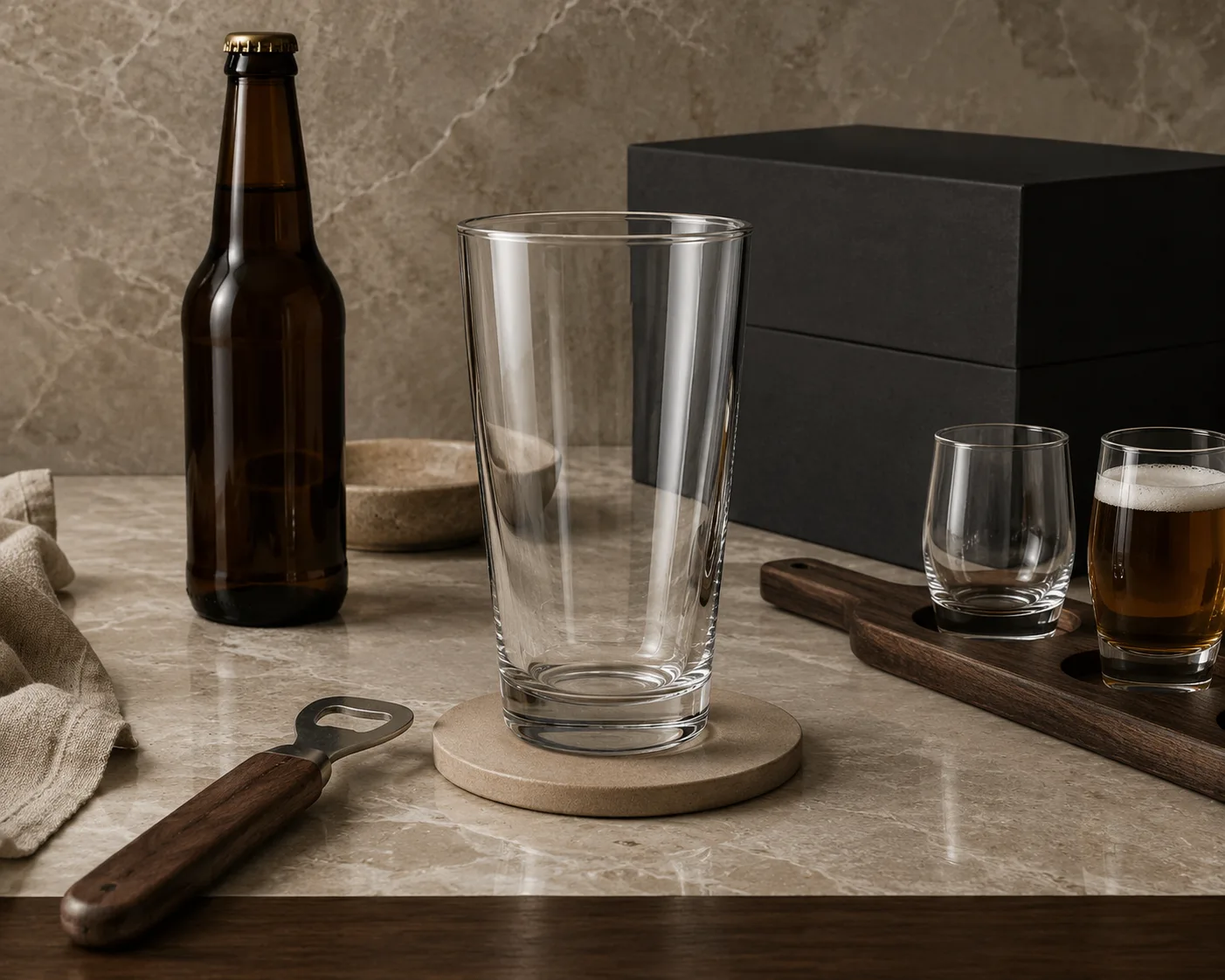 Pint Beer Glass shown from a secondary angle with the bowl and rim visible.