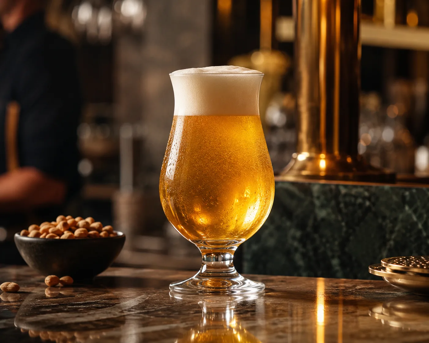 Tulip Beer Glass in a beverage service setting for craft beer and aroma-focused beer service.