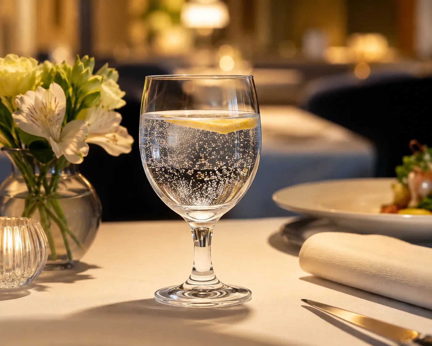 Water Goblet in a beverage service setting for water and hospitality table service.