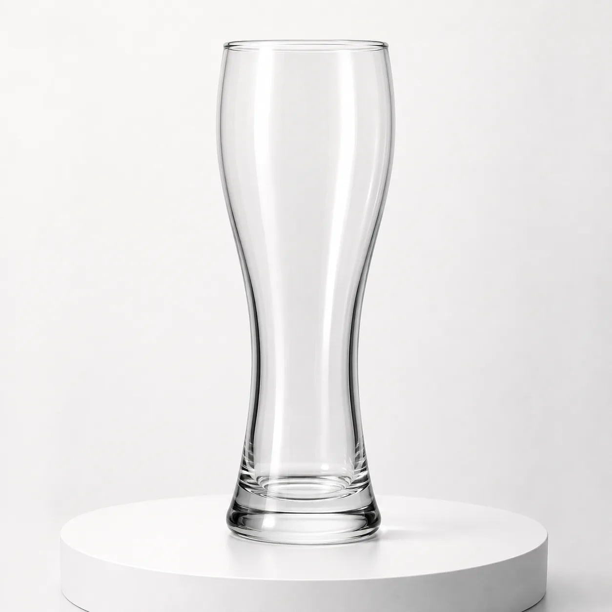Weizen Beer Glass front view with visible weizen beer glass profile