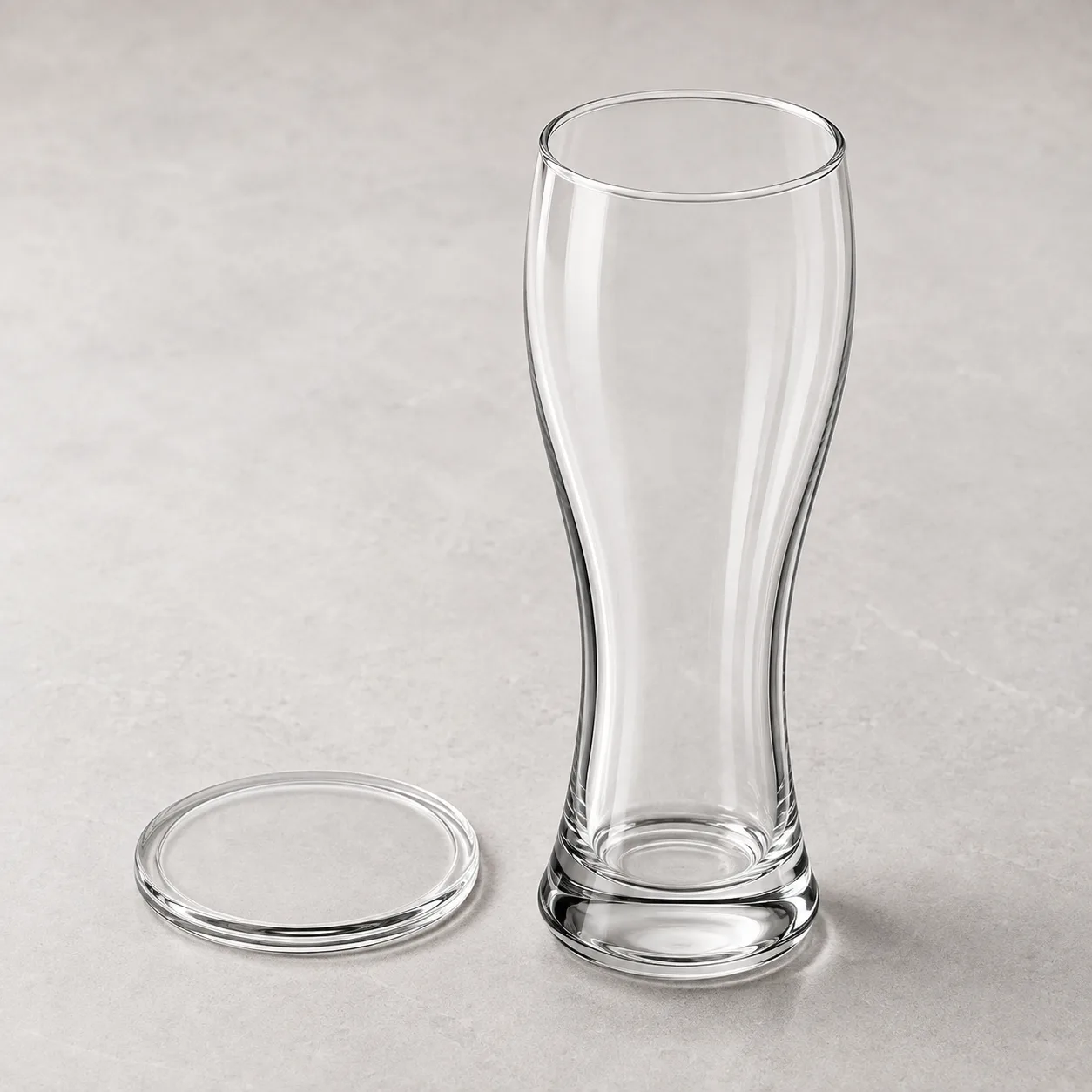 Angled side view of Weizen Beer Glass showing the outer profile