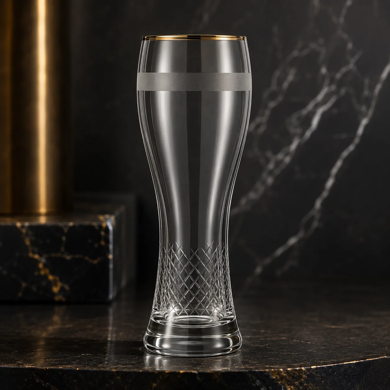 Detail view of Weizen Beer Glass showing rim or base detail