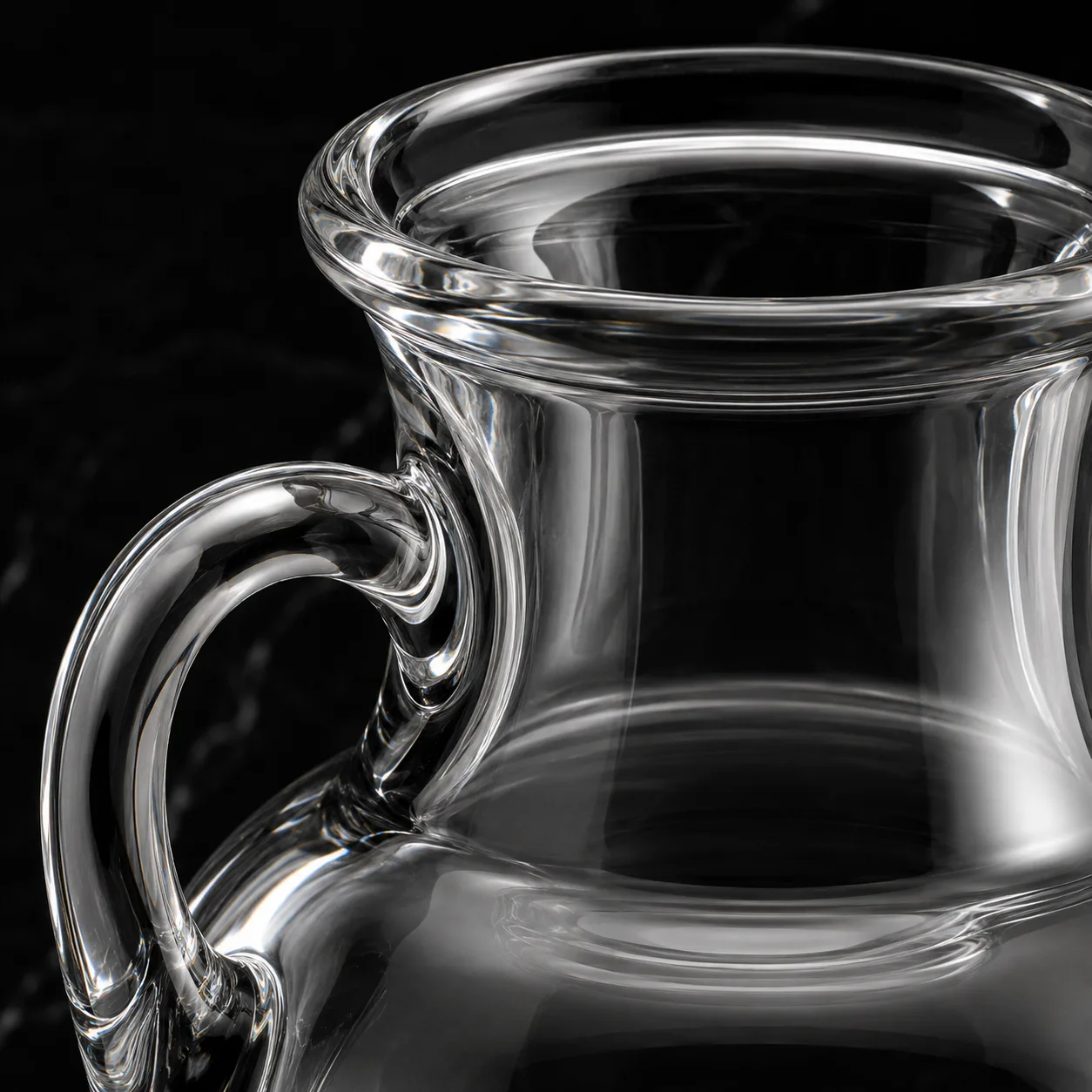 Close view of Glass Amphora Vase showing base area and color / frost finish