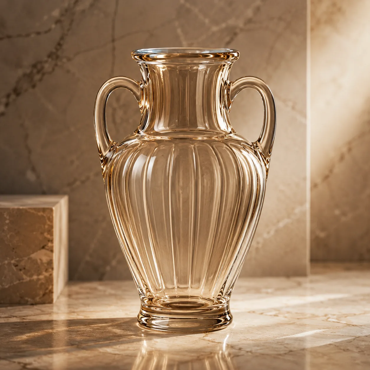 Detail view of Glass Amphora Vase showing rim or base detail
