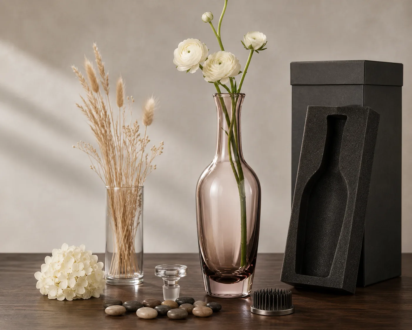 Glass Bottle-Shaped Vase shown from a secondary angle with the opening and body profile visible.
