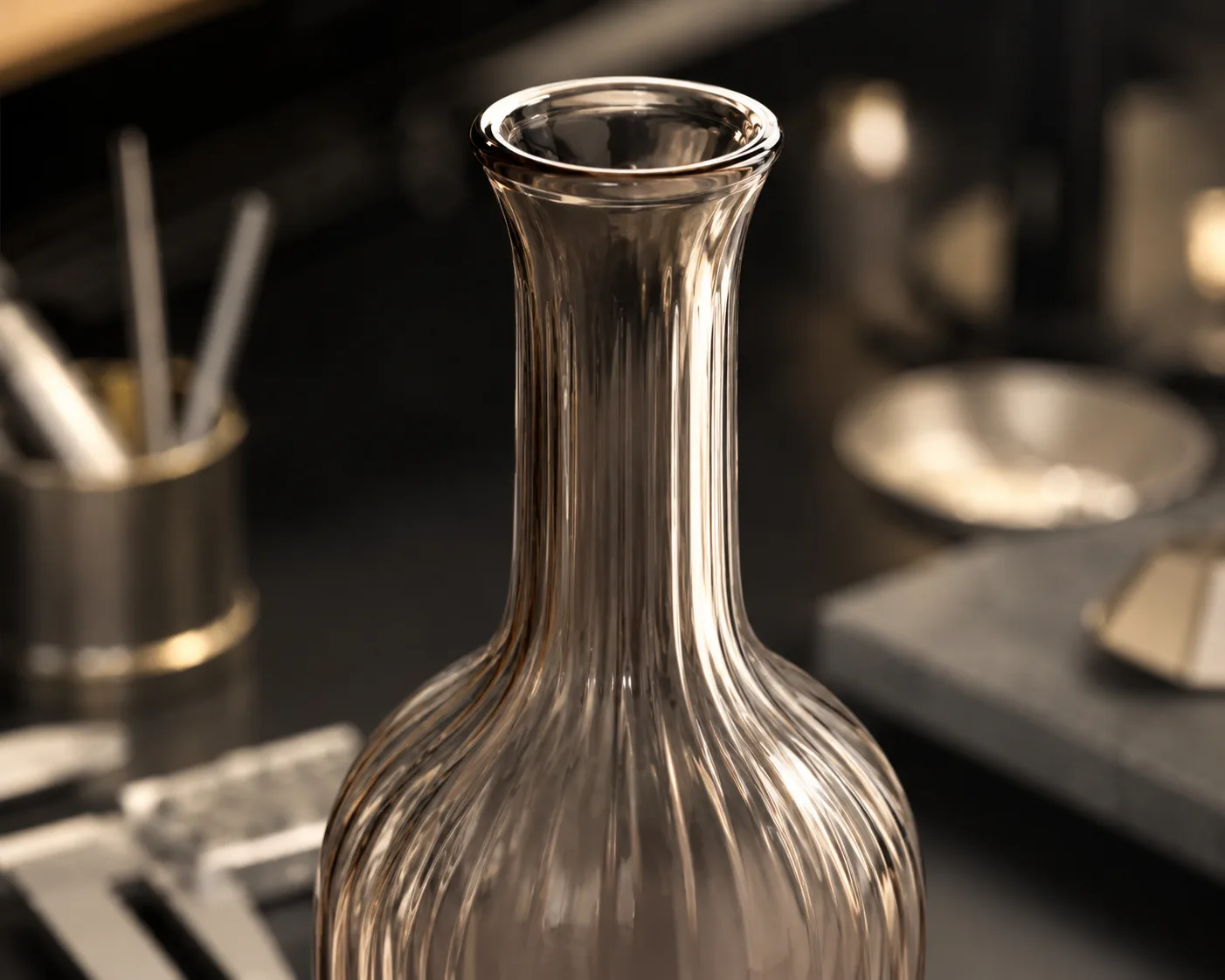 Glass Bottle-Shaped Vase in a coordinated tabletop or interior display.