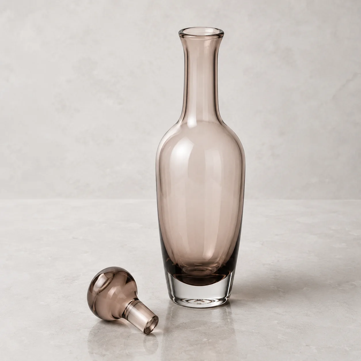 Angled side view of Glass Bottle-Shaped Vase showing the outer profile