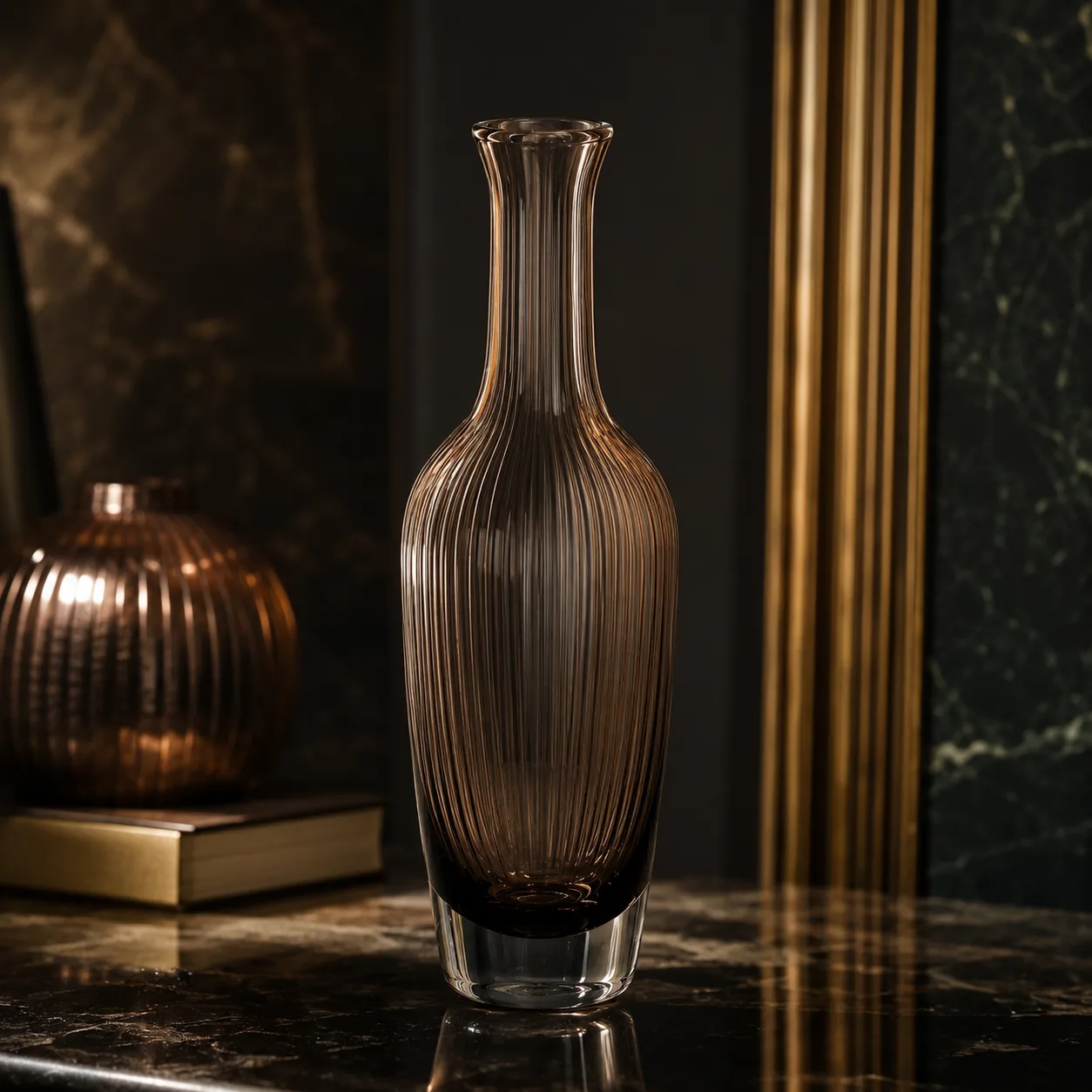Detail view of Glass Bottle-Shaped Vase showing rim or base detail