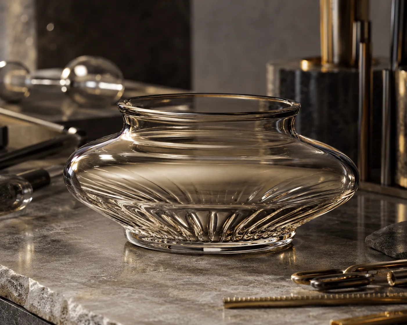 Glass Centerpiece Vase in a coordinated tabletop or interior display.