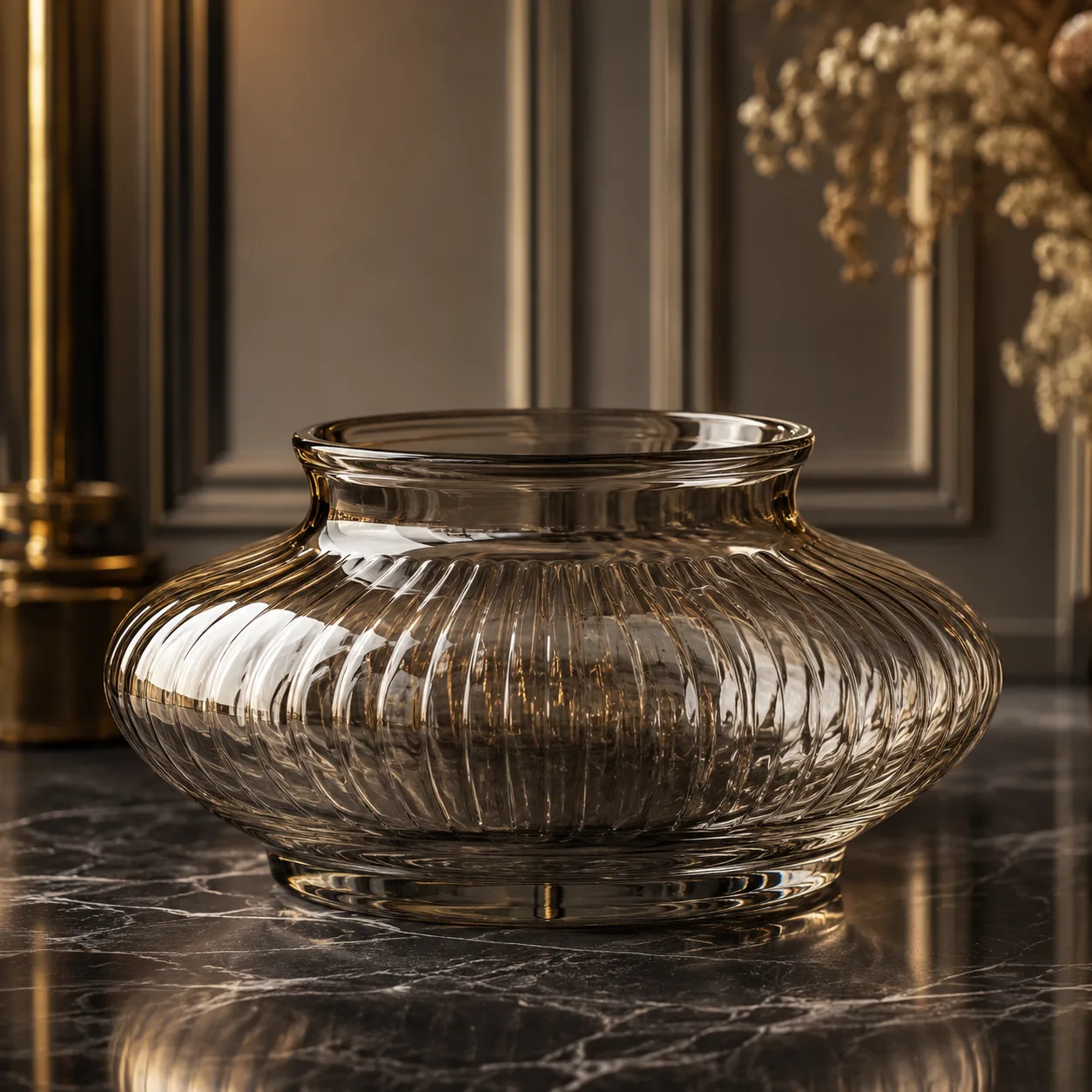 Detail view of Glass Centerpiece Vase showing rim or base detail