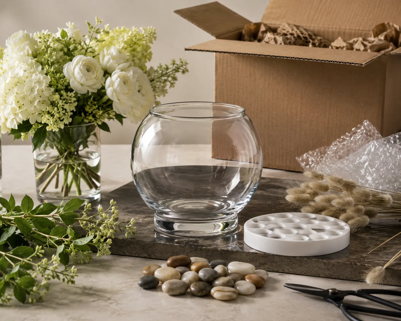 Glass Fish Bowl Vase shown from a secondary angle with the opening and body profile visible.