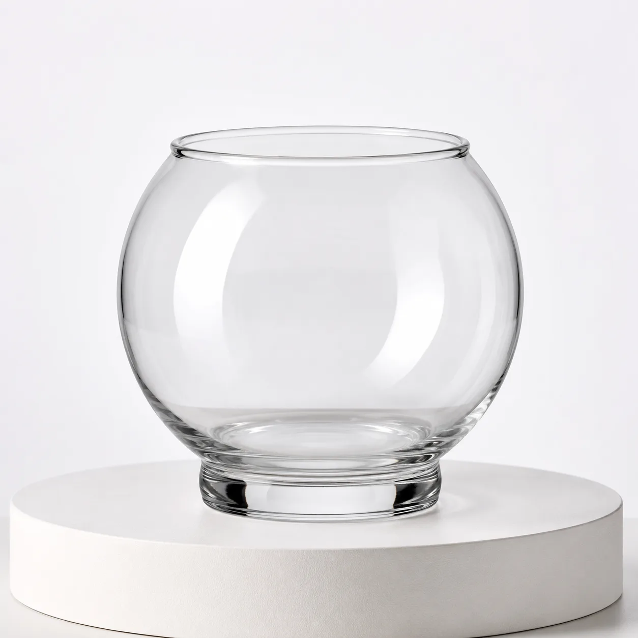Glass Fish Bowl Vase front view with visible fish bowl vase silhouette