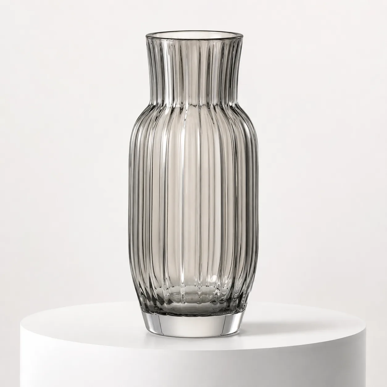 Glass Fluted Vase front view with visible fluted vase silhouette